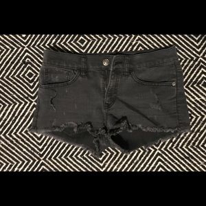 Express black denim shorts